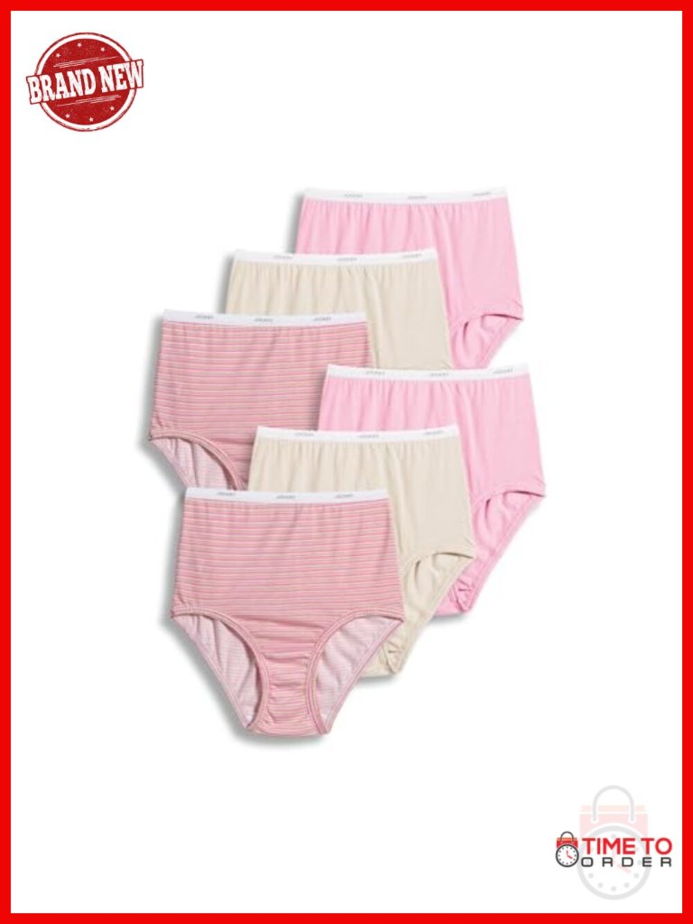 100% Cotton Classic Brief Panties 6 Pack Full Coverage Mid Rise